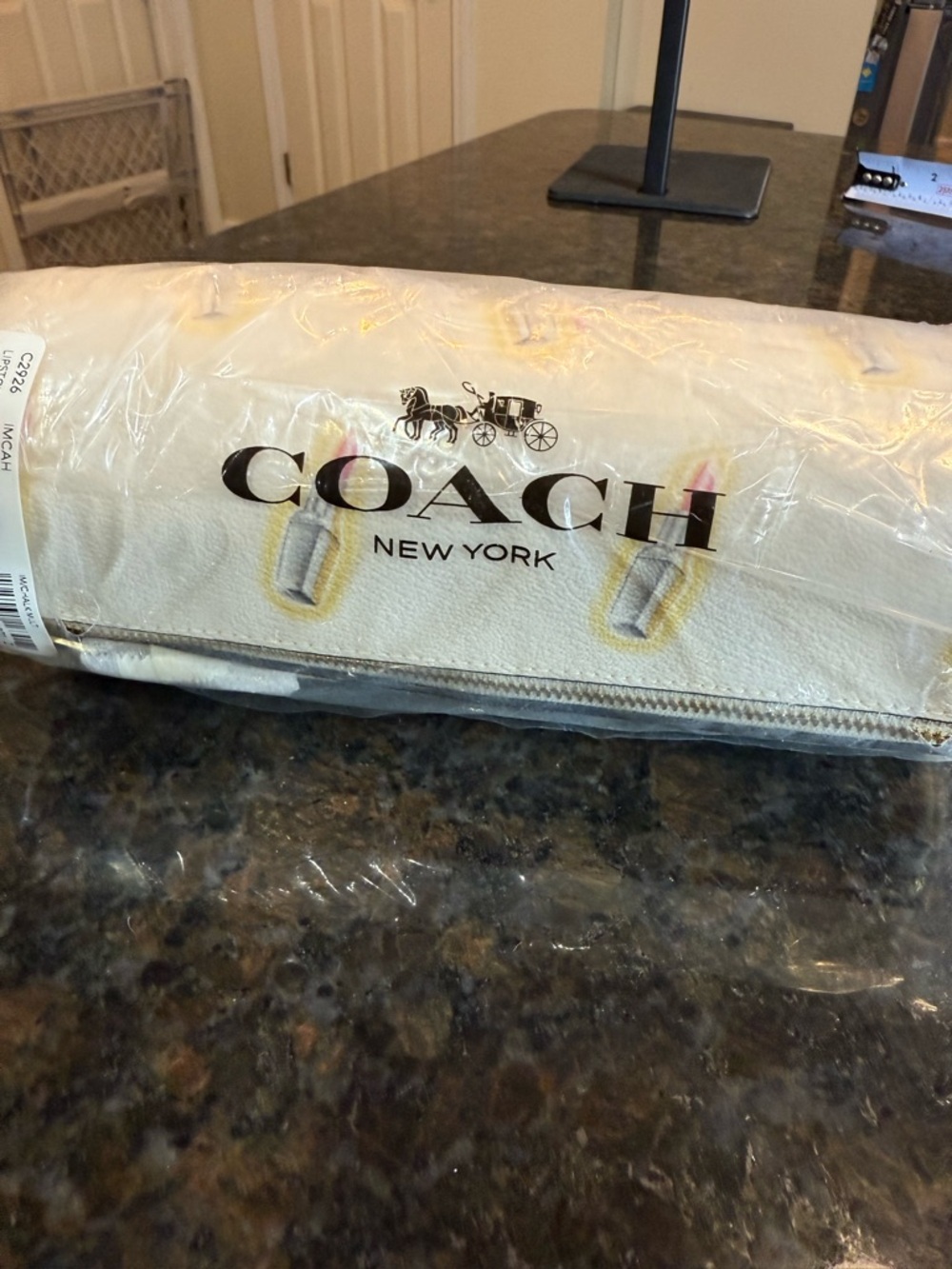Coach Cream Make-up Bag with Pink Lipstick Motif - Picture 13 of 13